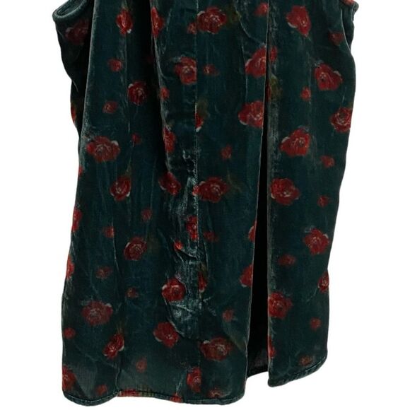 NWT Loft Women's Halter Top Size XS Floral Velvet Shirred Green Red Coquette - Picture 11 of 13